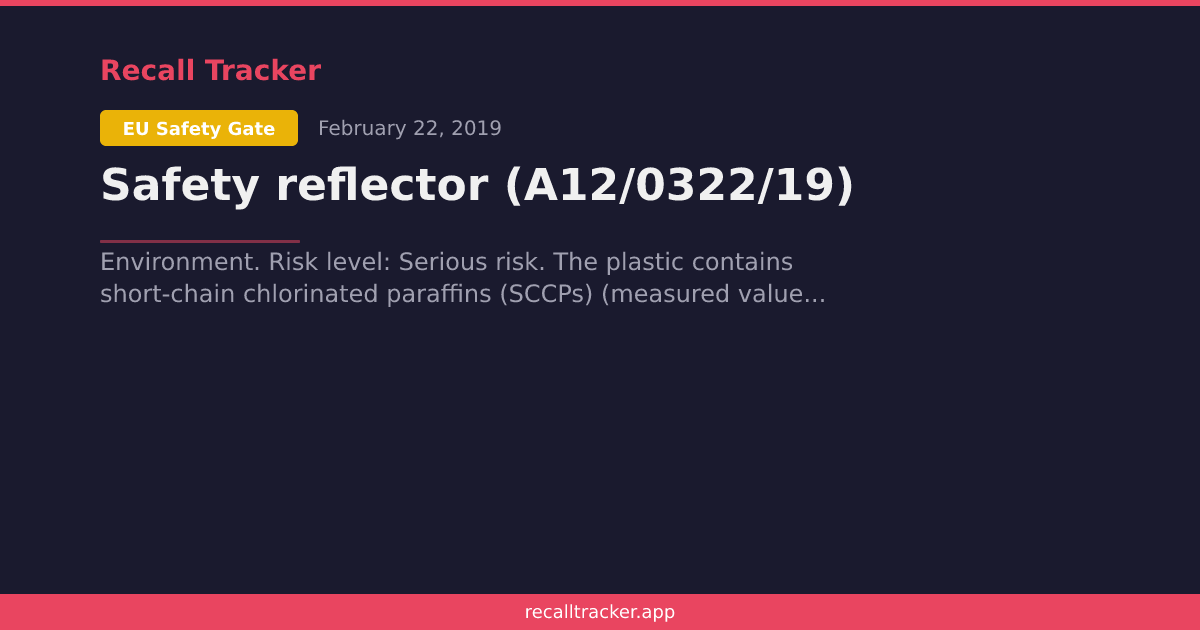 Safety reflector (A12/0322/19) | Recall Tracker