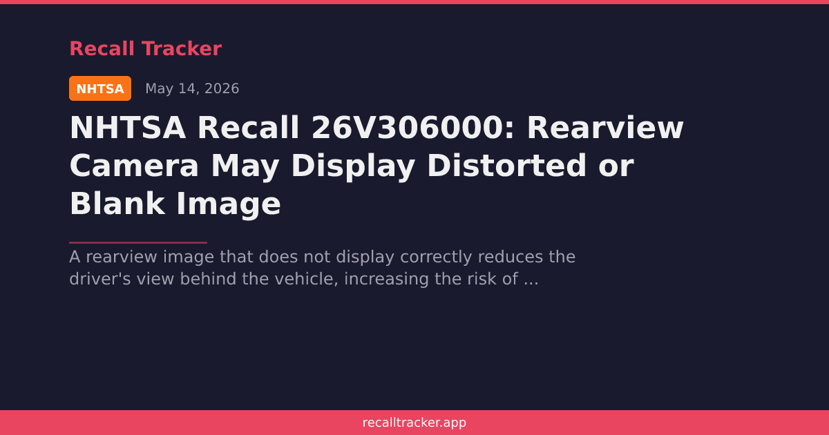 NHTSA Recall 26V306000: Rearview Camera May Display Distorted or Blank ...